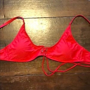 Zaful Red Lace Up Bikini Top